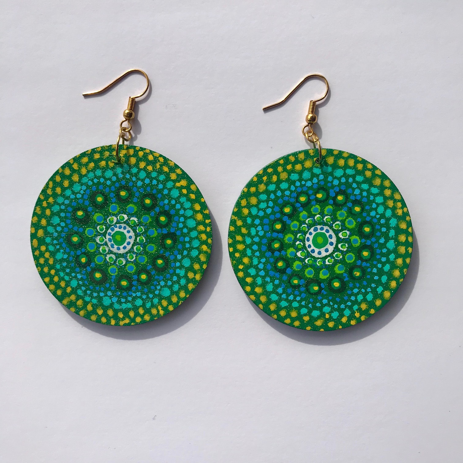 Hand painted mandala earrings